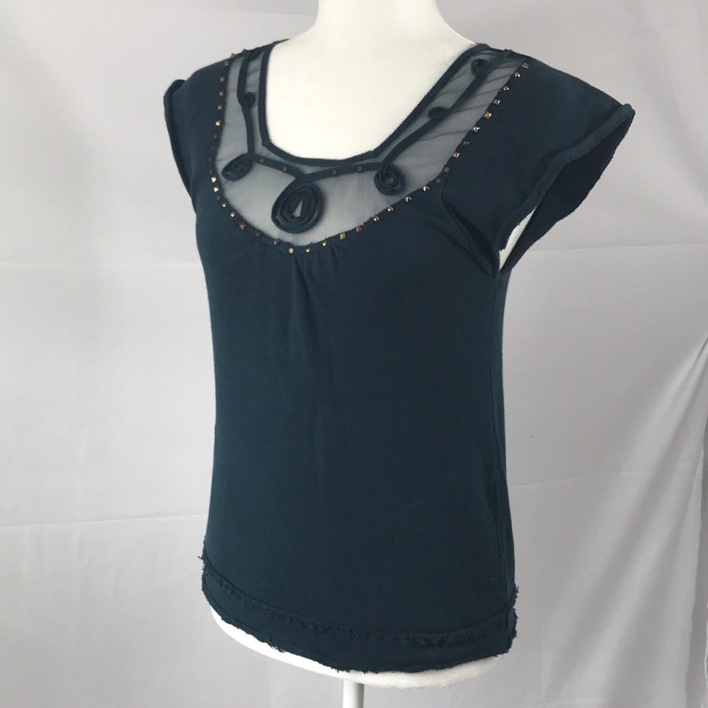 Free People- Blue/green cap sleeve M